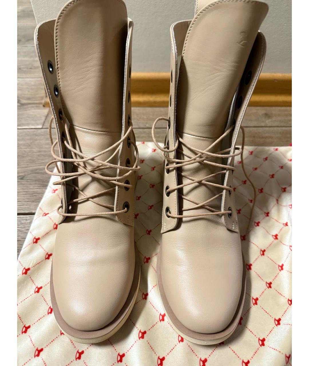 ULYANA SERGEENKO Бежевые кожаные ботинки, фото 5