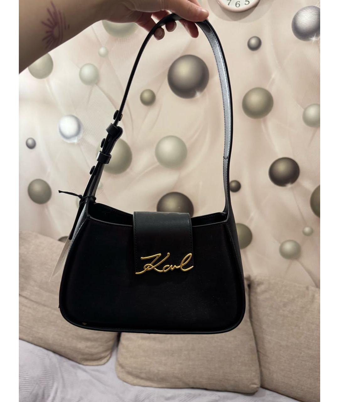 KARL LAGERFELD Черная сумка с короткими ручками из искусственной кожи, фото 2