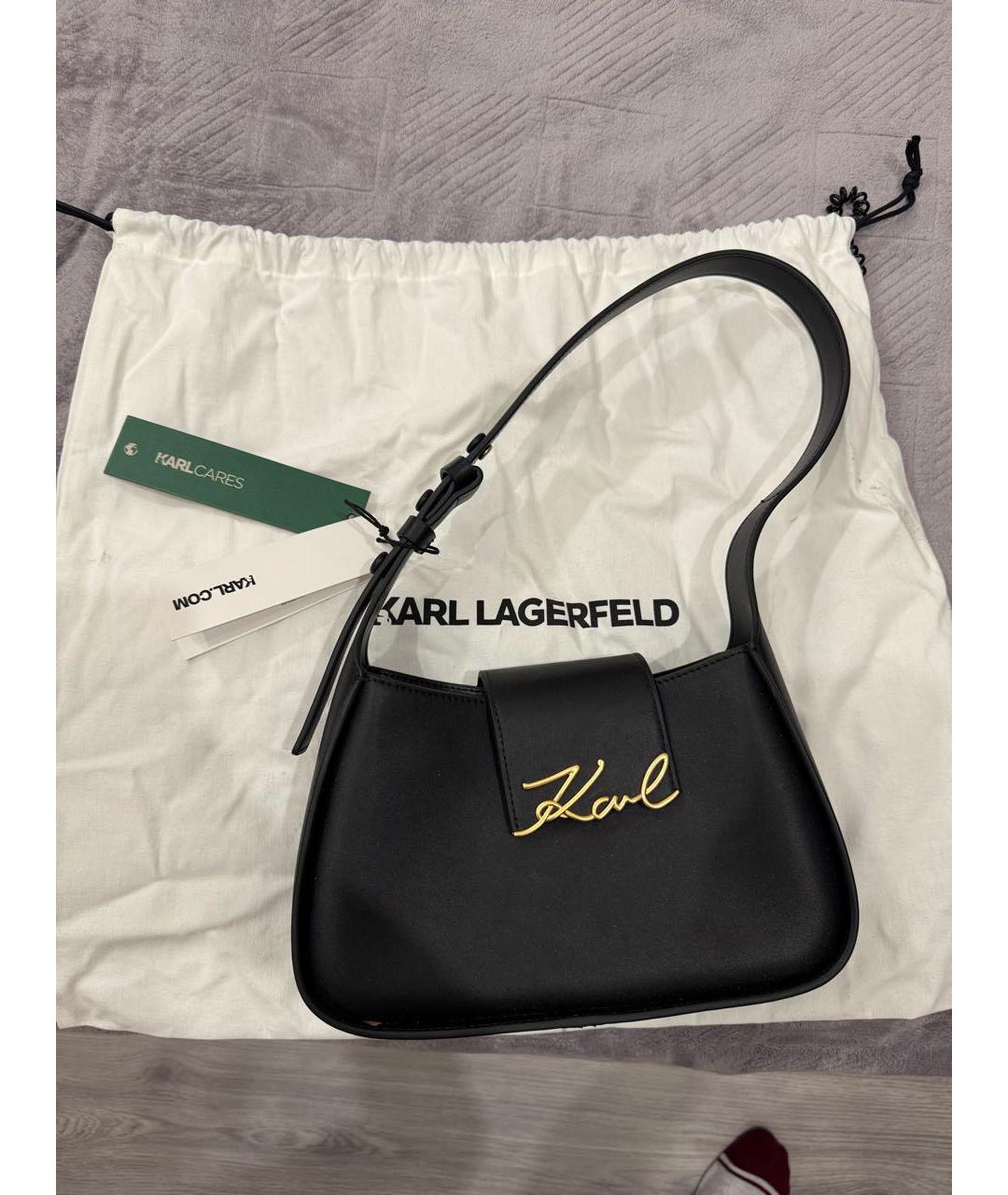 KARL LAGERFELD Черная сумка с короткими ручками из искусственной кожи, фото 4