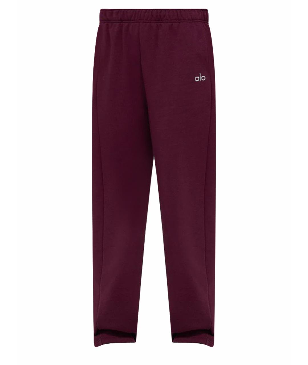 ALO YOGA Бордовые хлопковые прямые брюки, фото 1