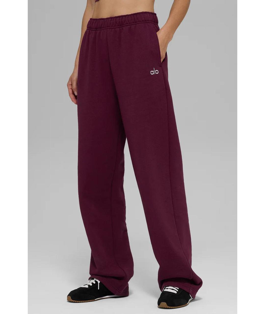 ALO YOGA Бордовые хлопковые прямые брюки, фото 3