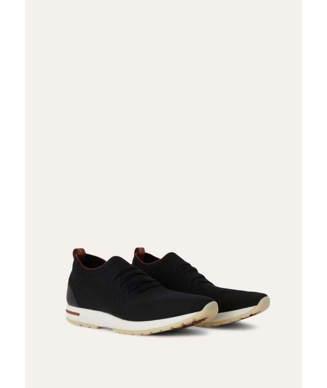 LORO PIANA Черные текстильные низкие кроссовки / кеды, фото 2