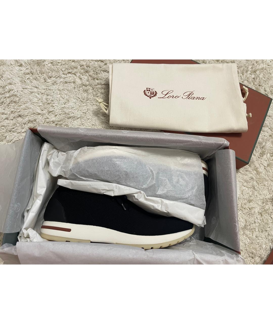 LORO PIANA Черные текстильные низкие кроссовки / кеды, фото 4