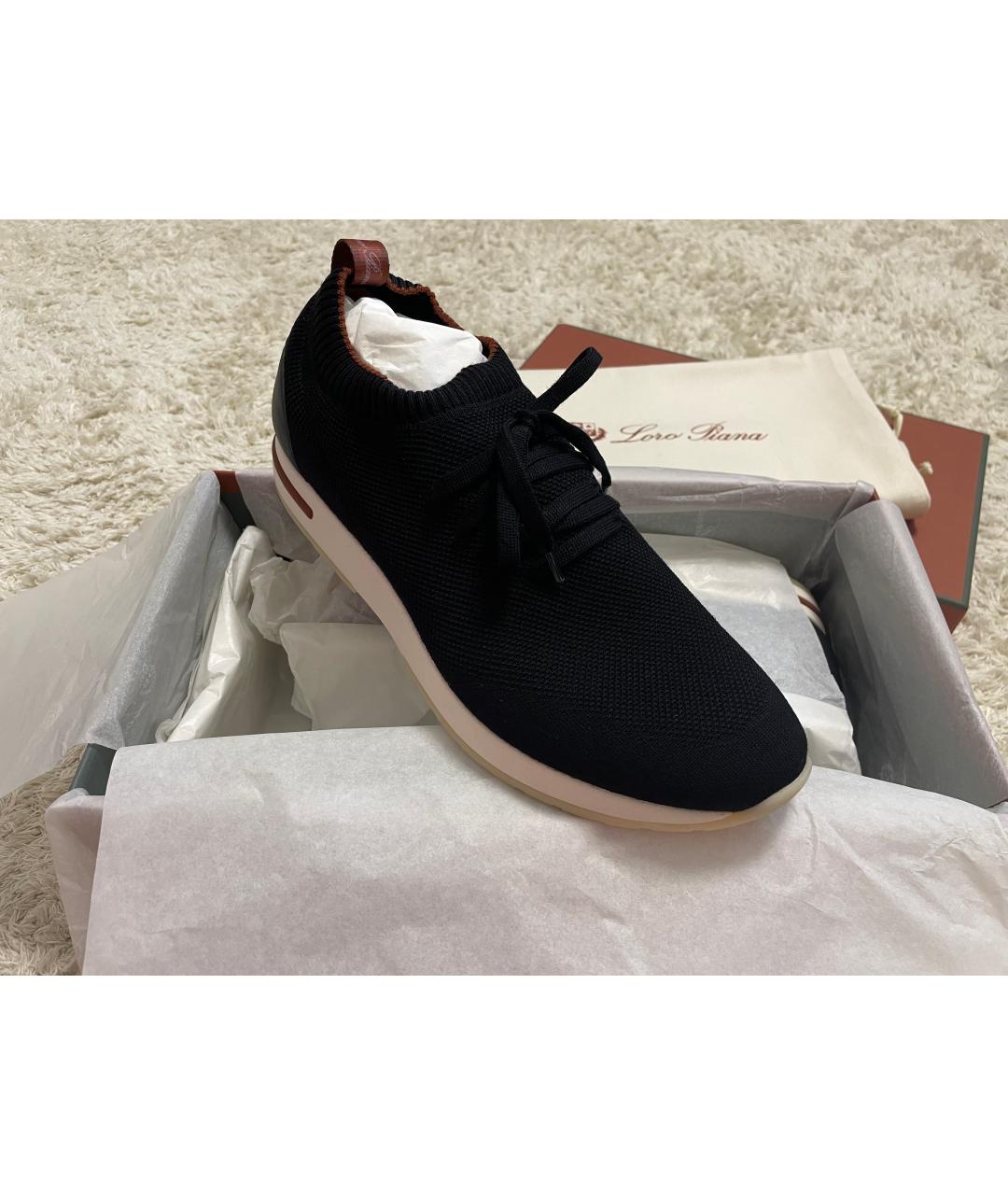 LORO PIANA Черные текстильные низкие кроссовки / кеды, фото 3