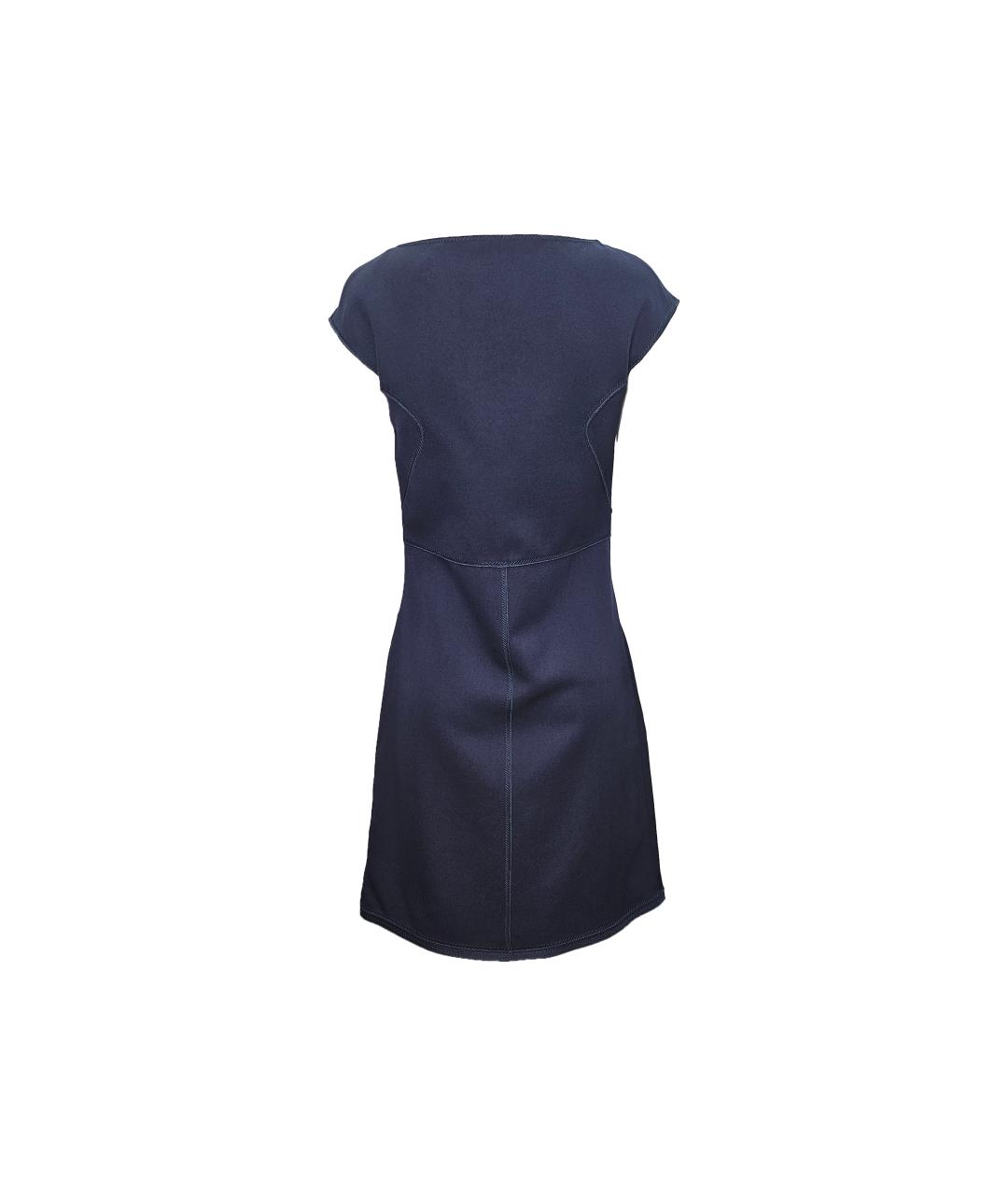 BOTTEGA VENETA Синее шерстяное повседневное платье, фото 2