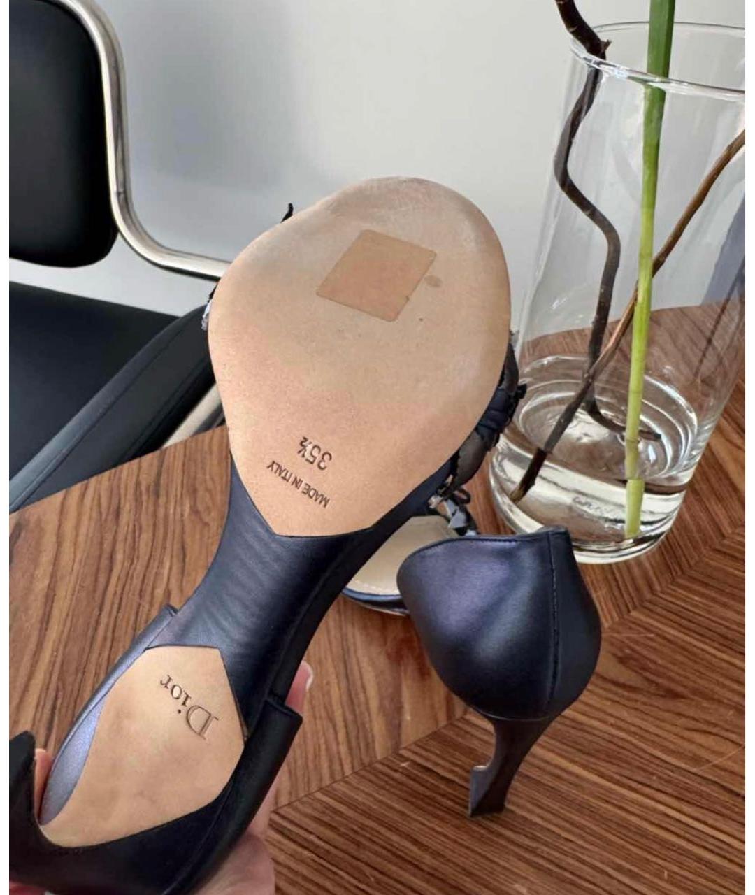 CHRISTIAN DIOR Синие кожаные босоножки, фото 4