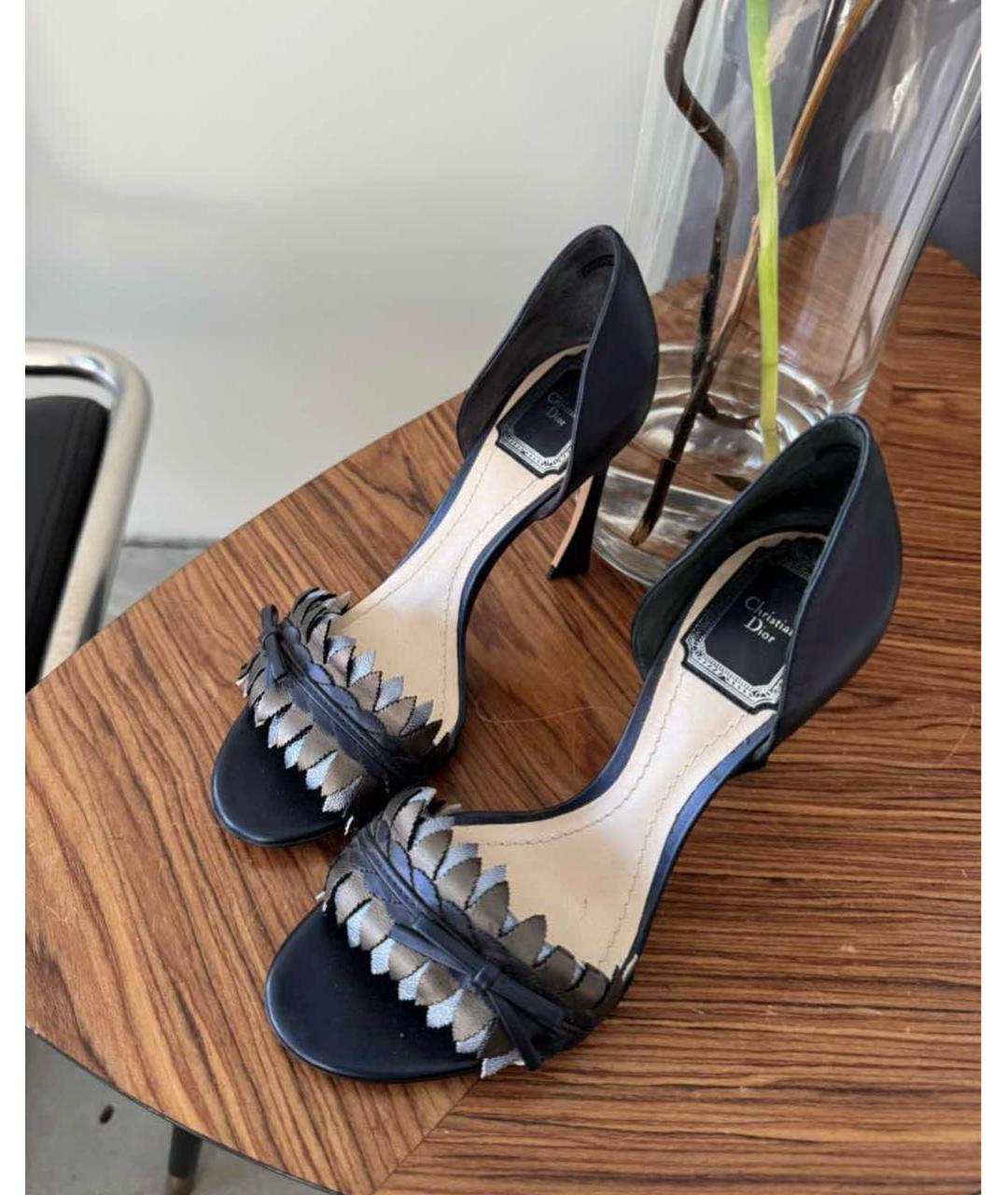 CHRISTIAN DIOR Синие кожаные босоножки, фото 7