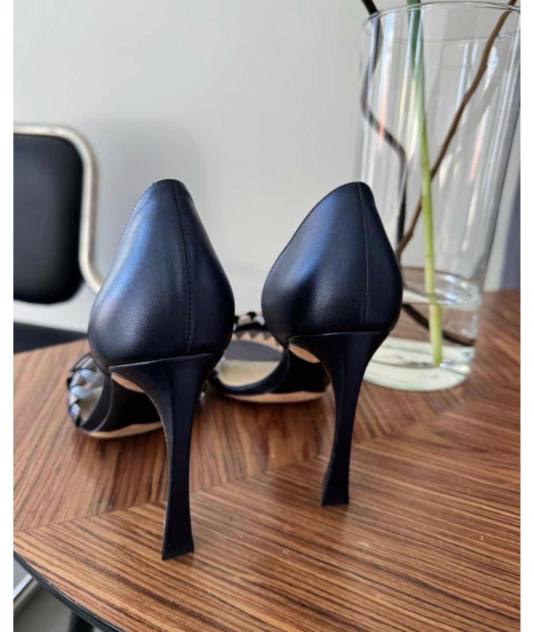 CHRISTIAN DIOR Синие кожаные босоножки, фото 5