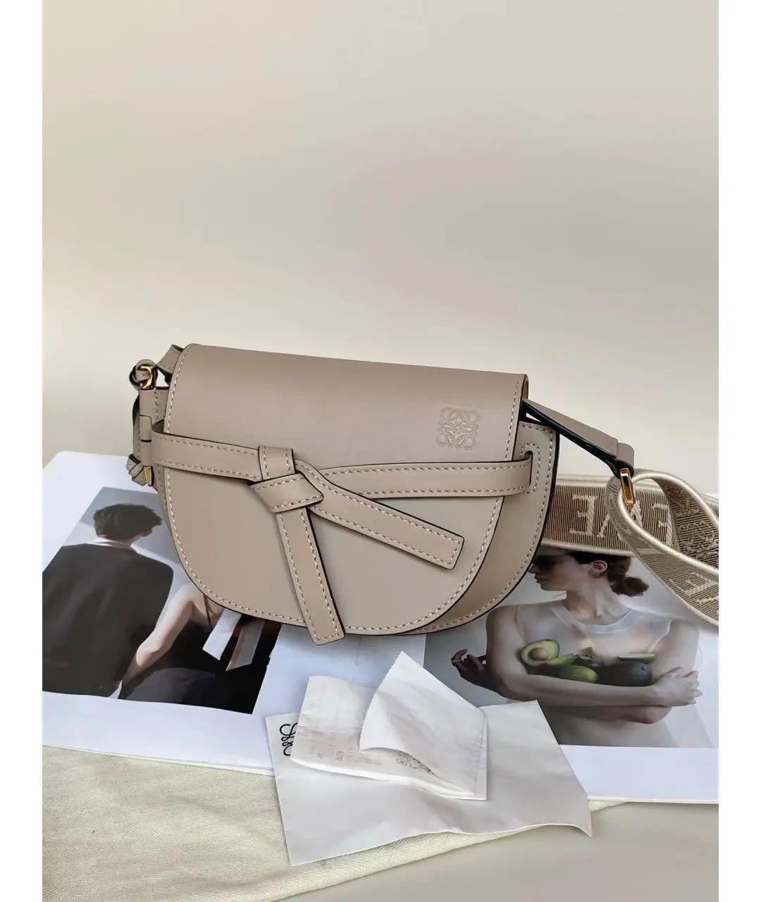 LOEWE Бежевая кожаная сумка через плечо, фото 2