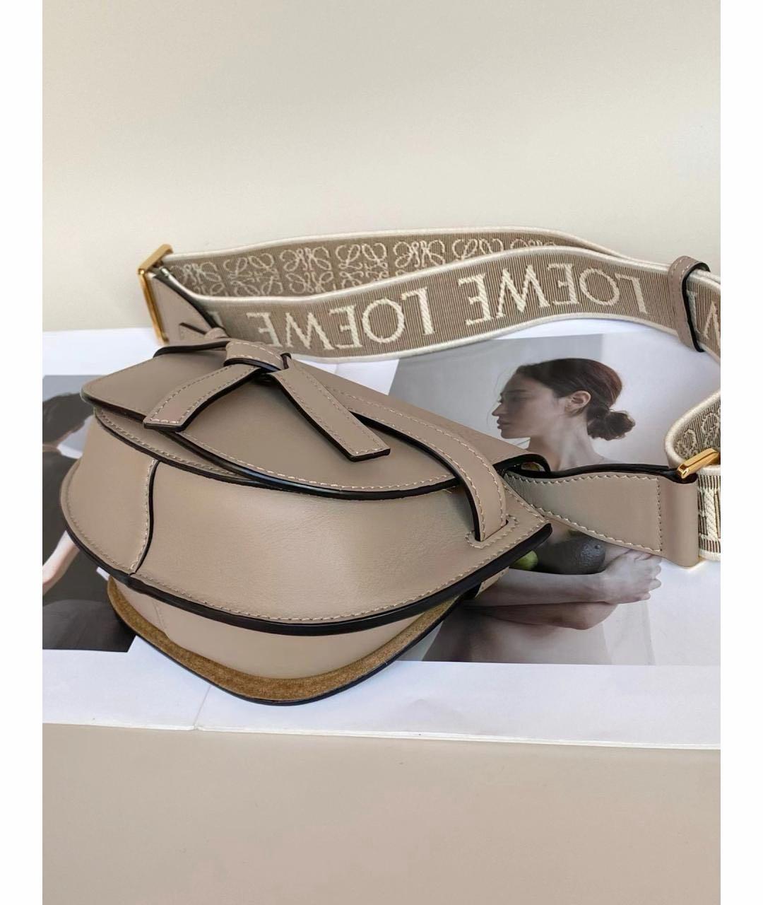 LOEWE Бежевая кожаная сумка через плечо, фото 3