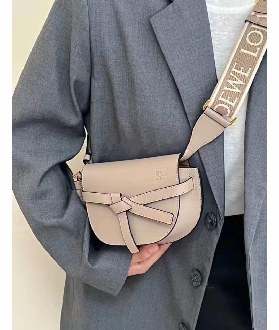 LOEWE Бежевая кожаная сумка через плечо, фото 5