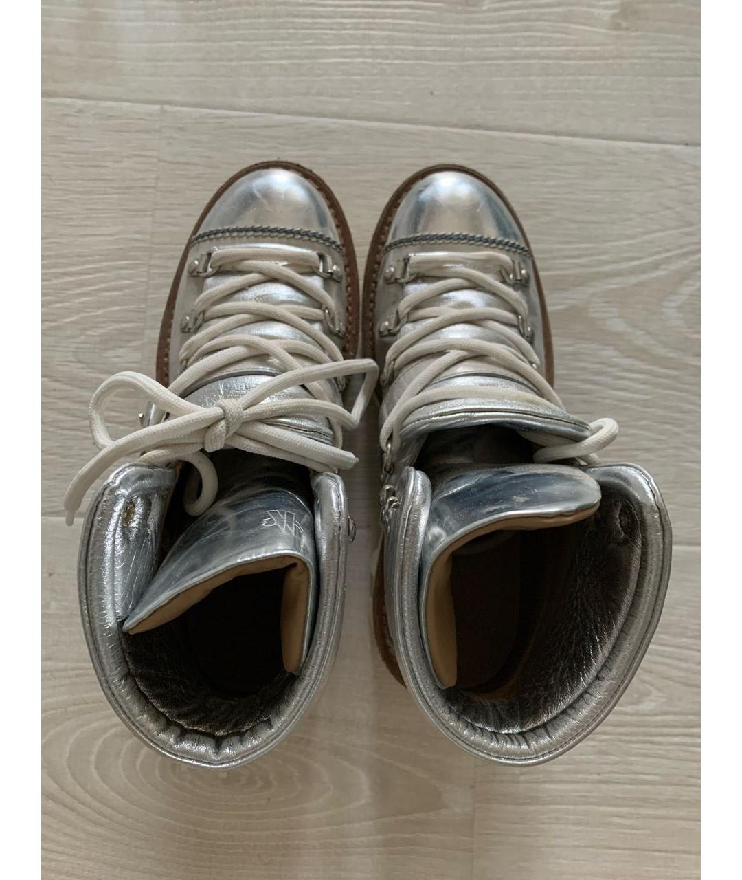 MONCLER Серебряные кожаные ботинки, фото 3