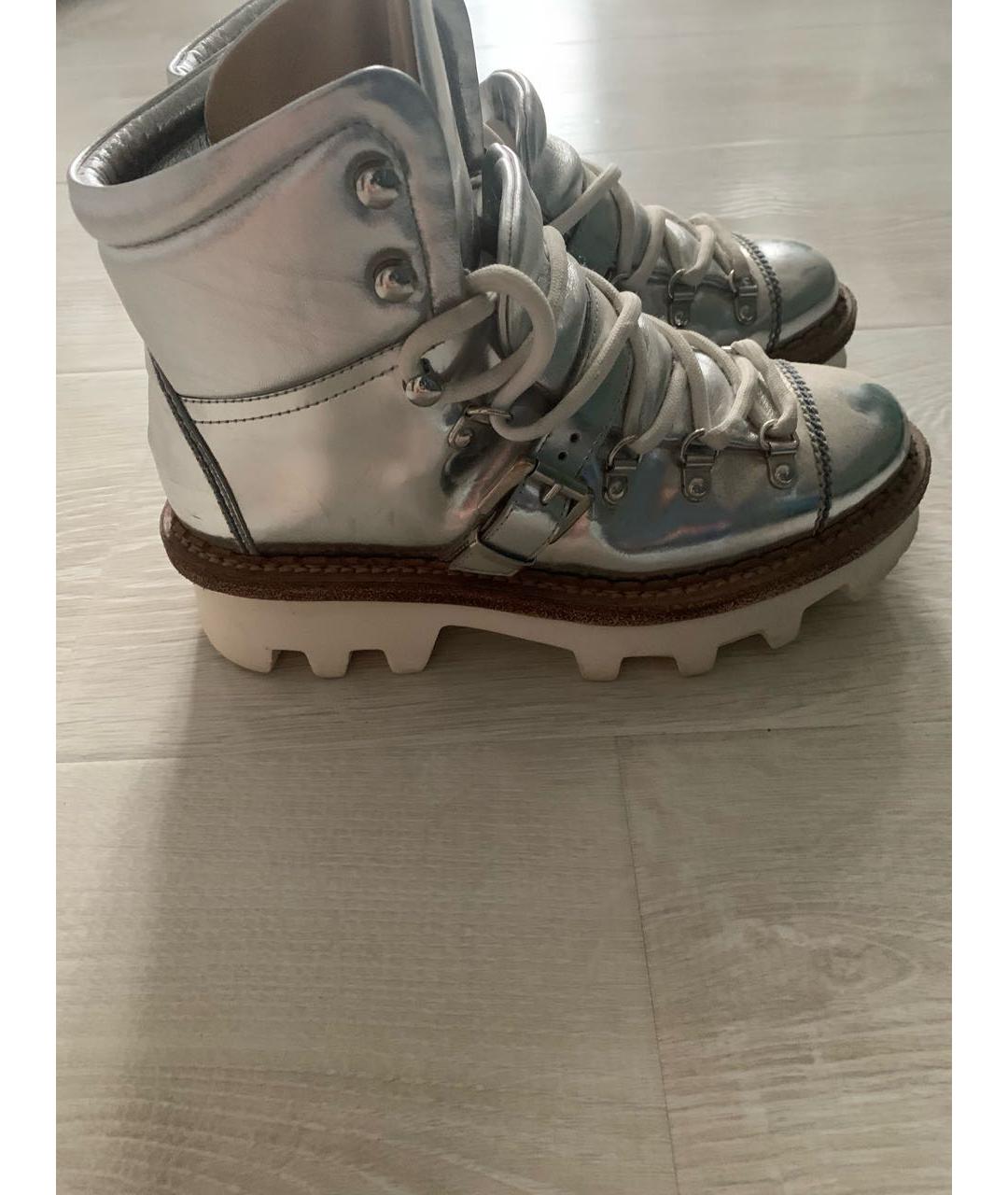 MONCLER Серебряные кожаные ботинки, фото 9