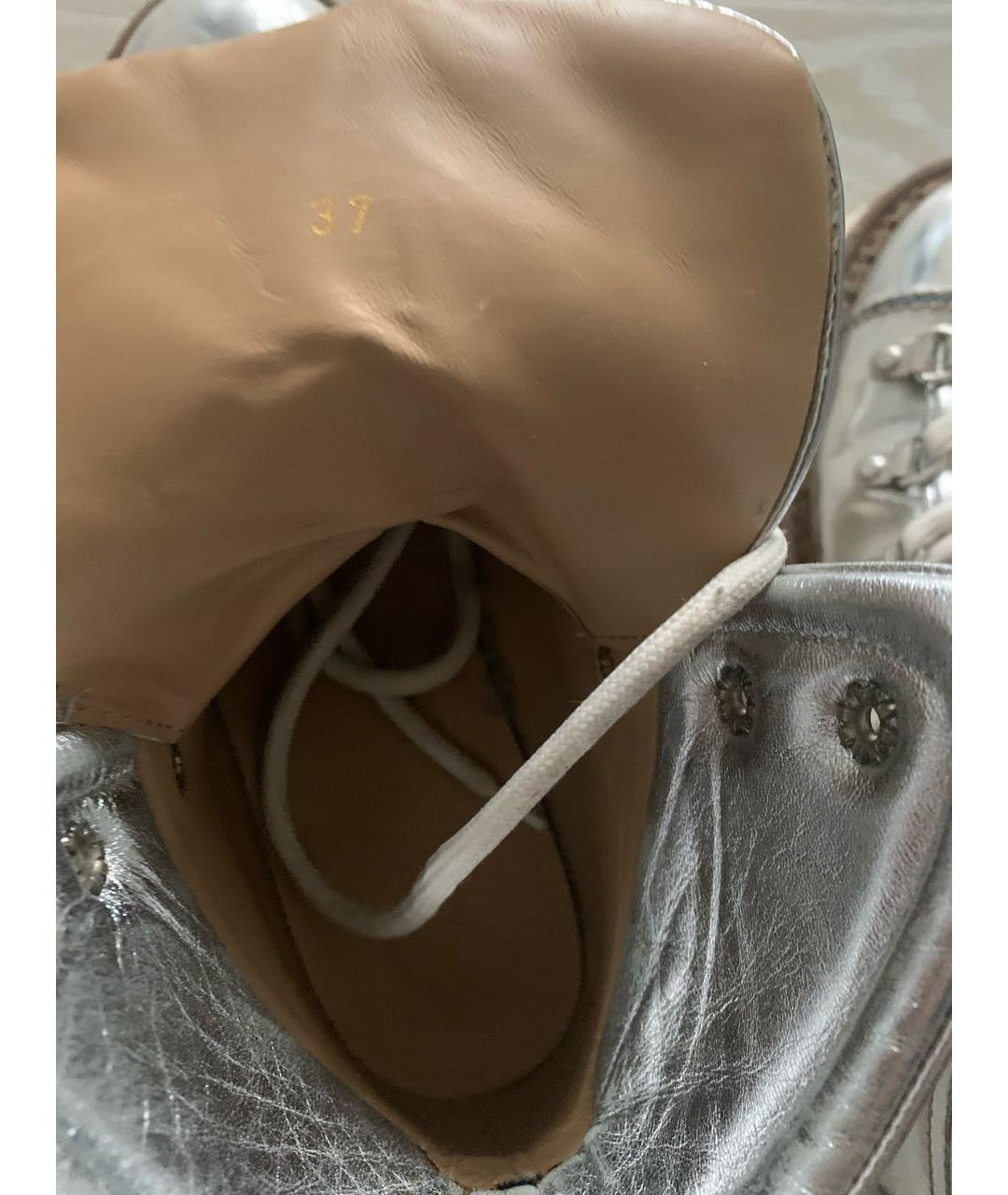 MONCLER Серебряные кожаные ботинки, фото 5