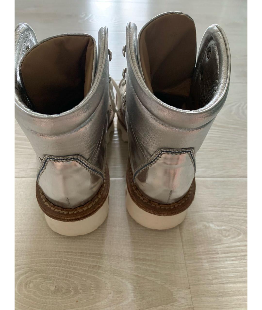 MONCLER Серебряные кожаные ботинки, фото 4