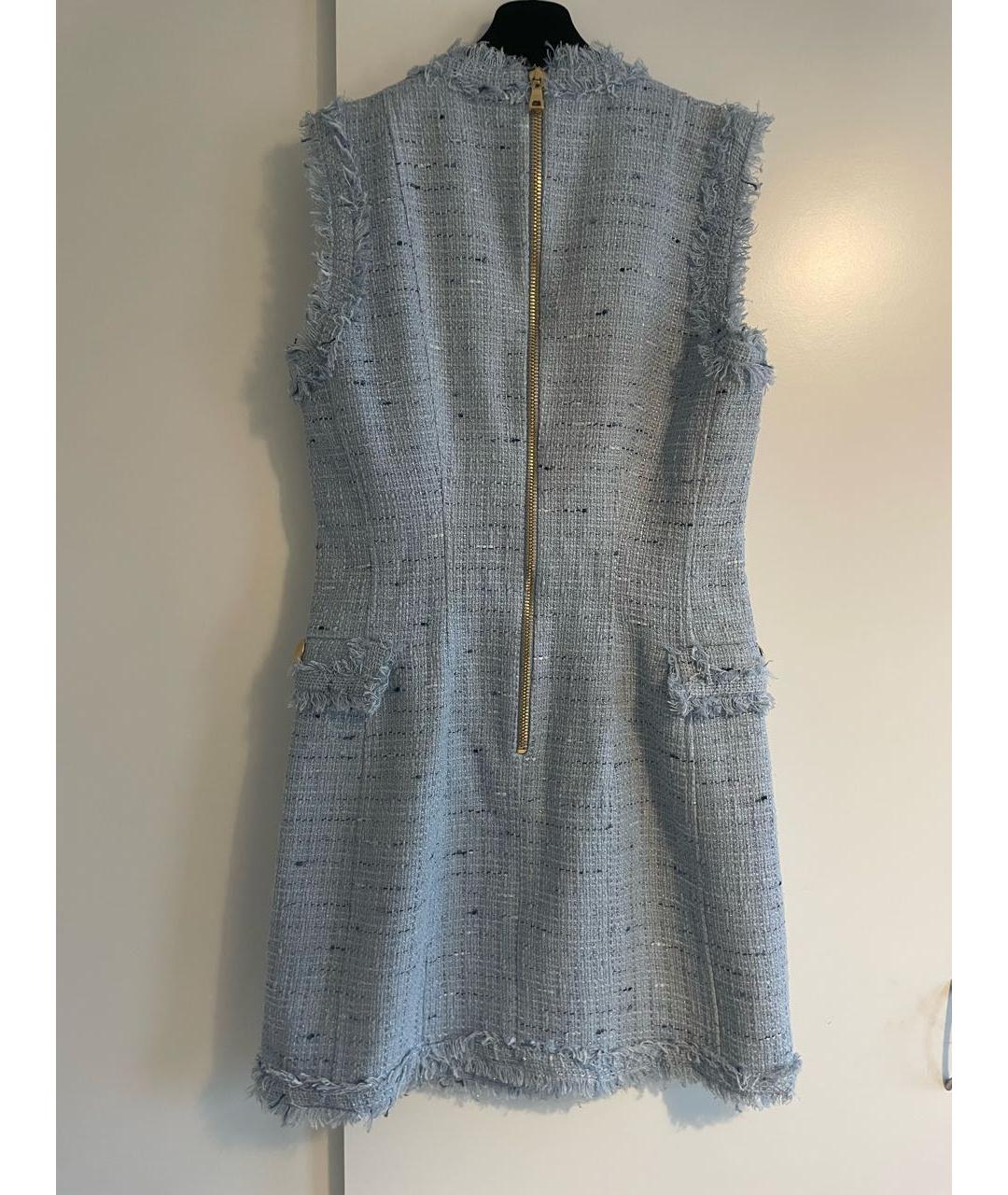 BALMAIN Голубое твидовое коктейльное платье, фото 3