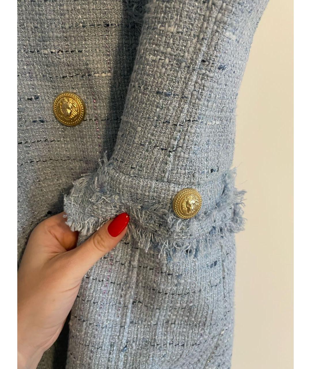 BALMAIN Голубое твидовое коктейльное платье, фото 6