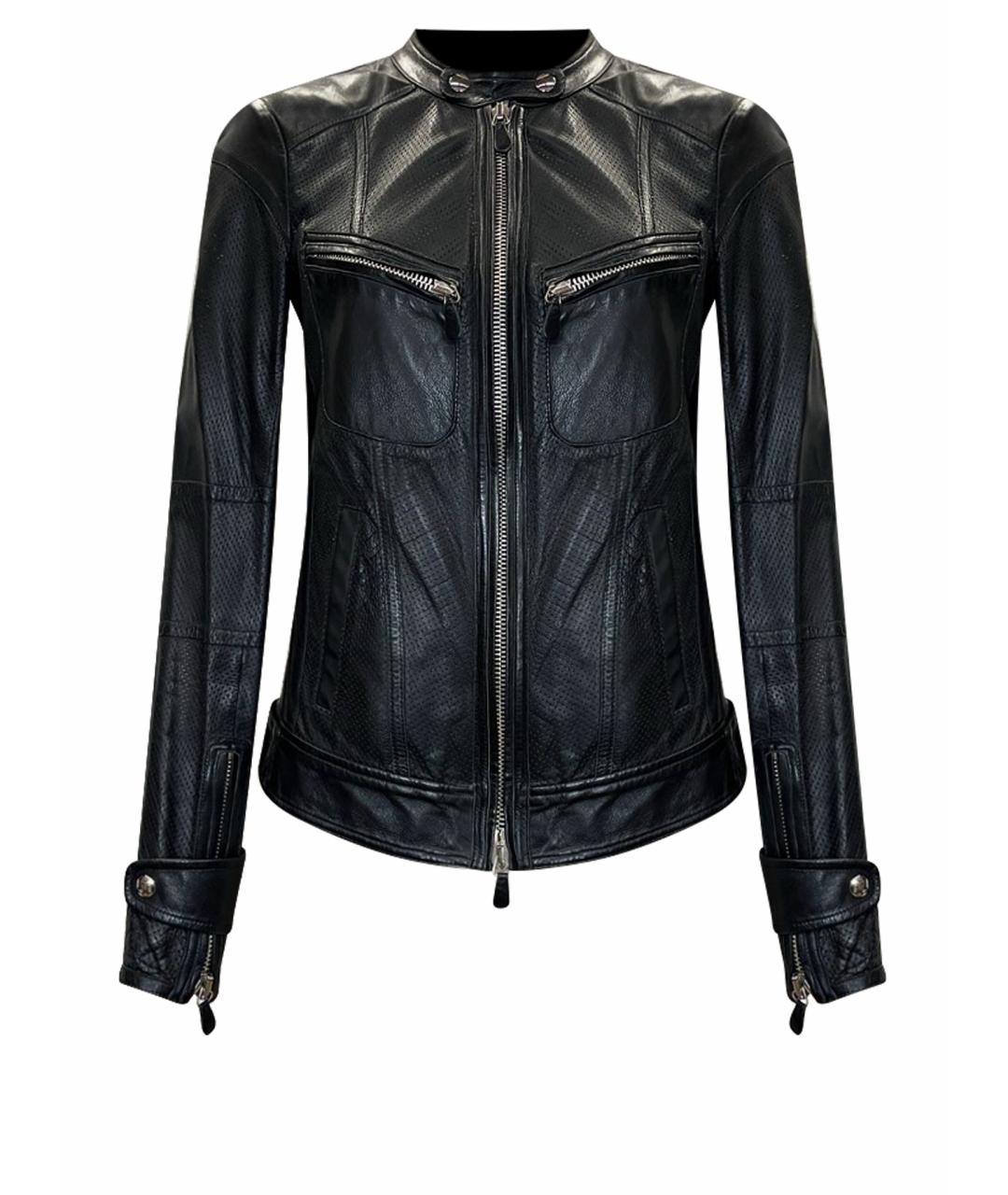 ROBERTO CAVALLI Черная кожаная куртка, фото 1