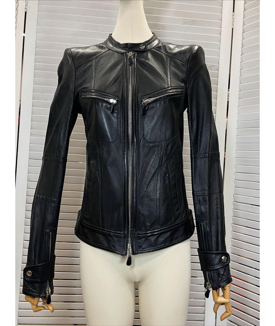 ROBERTO CAVALLI Черная кожаная куртка, фото 9