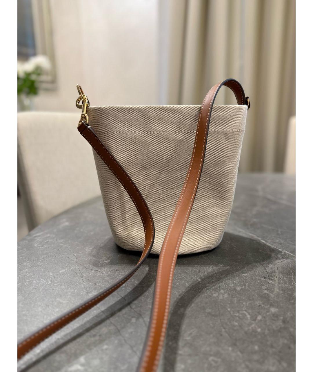 TORY BURCH Бежевая тканевая сумка тоут, фото 3