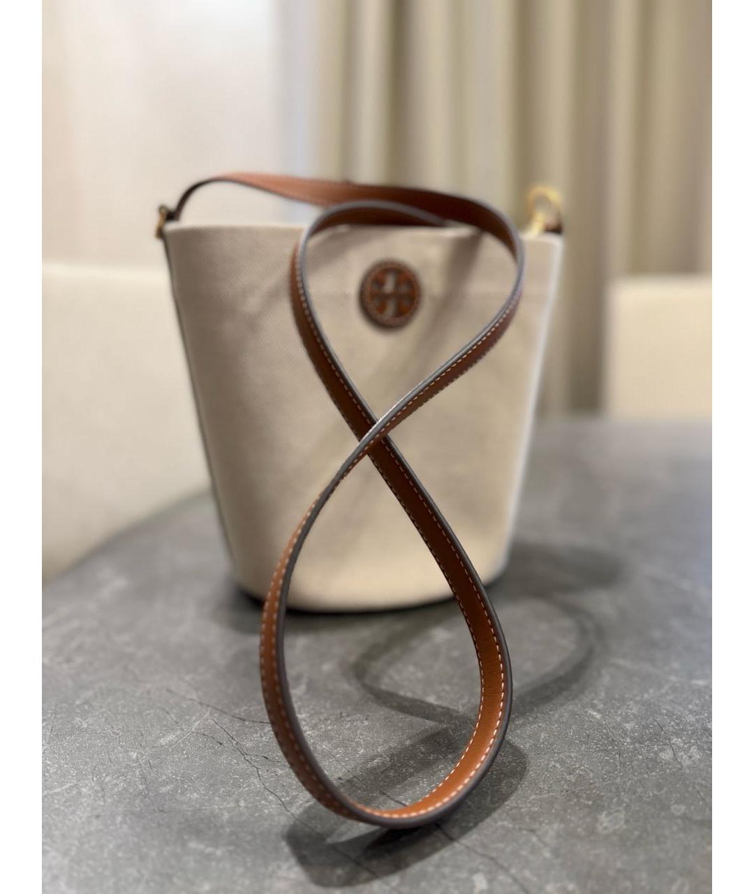 TORY BURCH Бежевая тканевая сумка тоут, фото 2