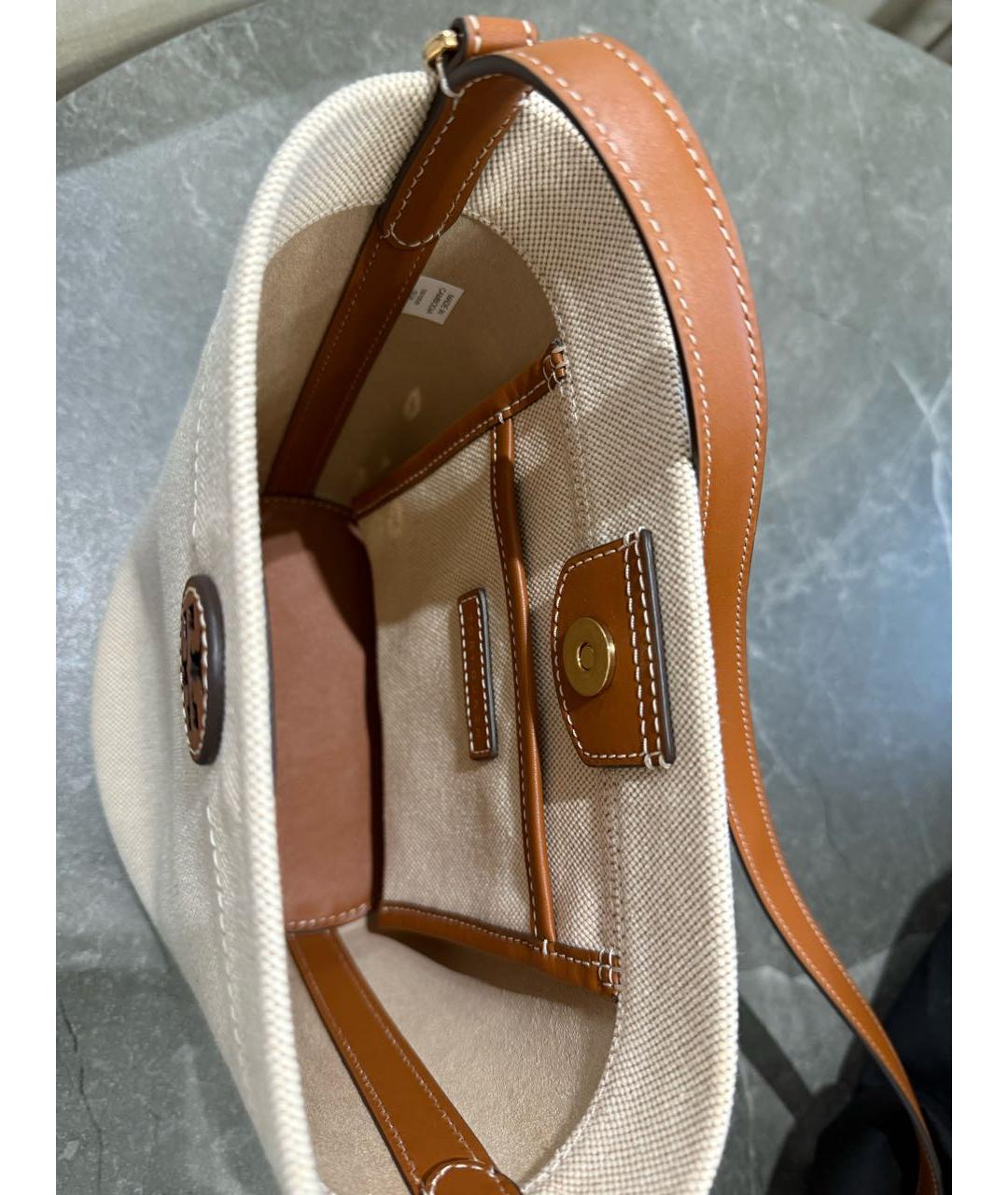TORY BURCH Бежевая тканевая сумка тоут, фото 4