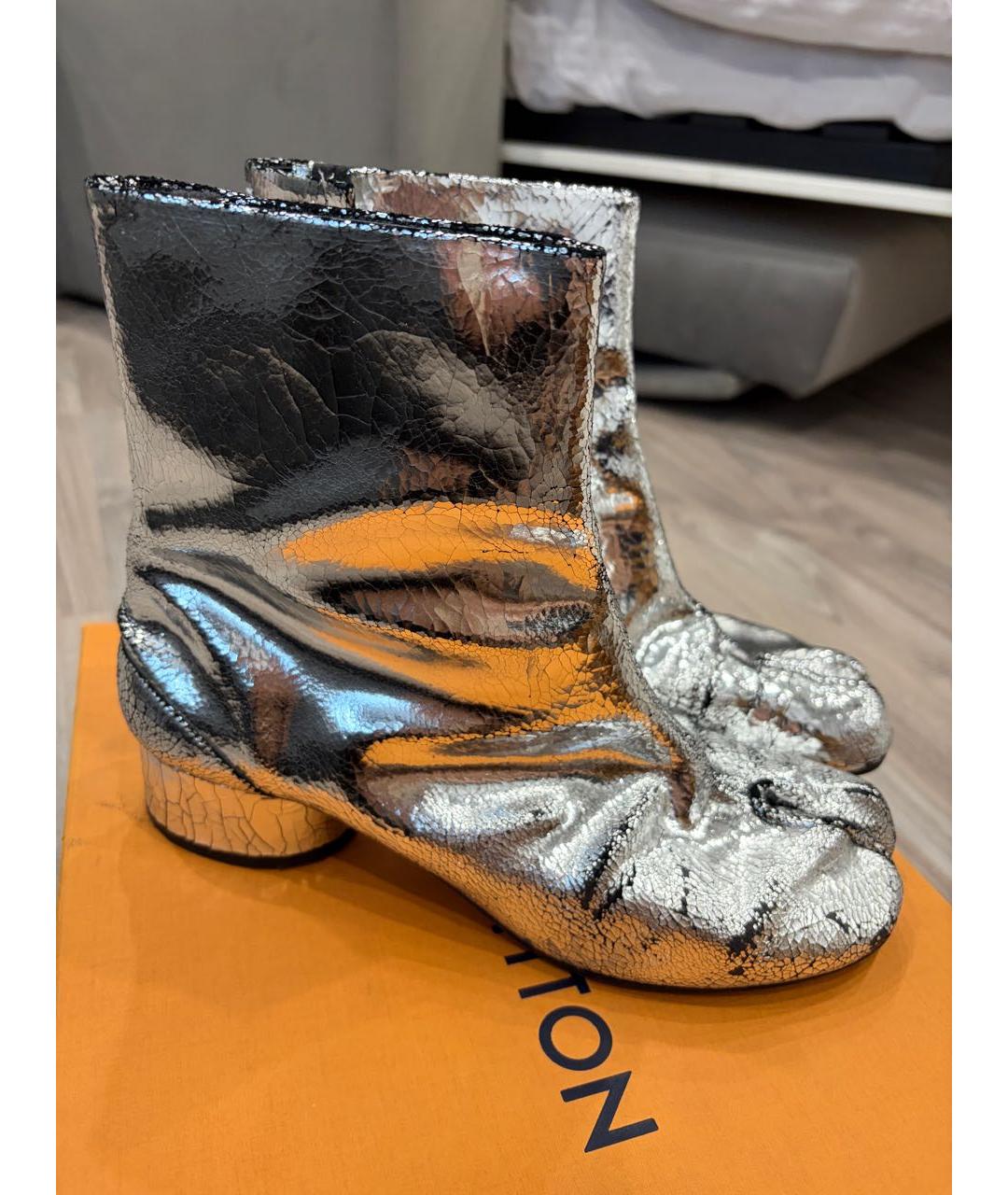 MAISON MARGIELA Серебряные кожаные ботинки, фото 9
