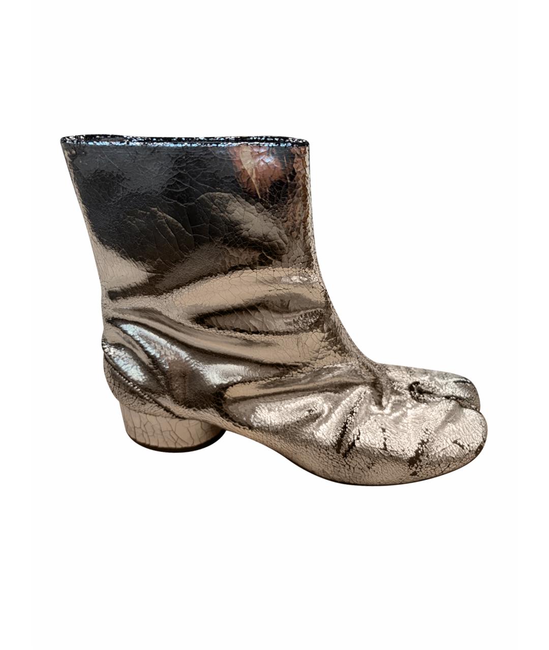 MAISON MARGIELA Серебряные кожаные ботинки, фото 1
