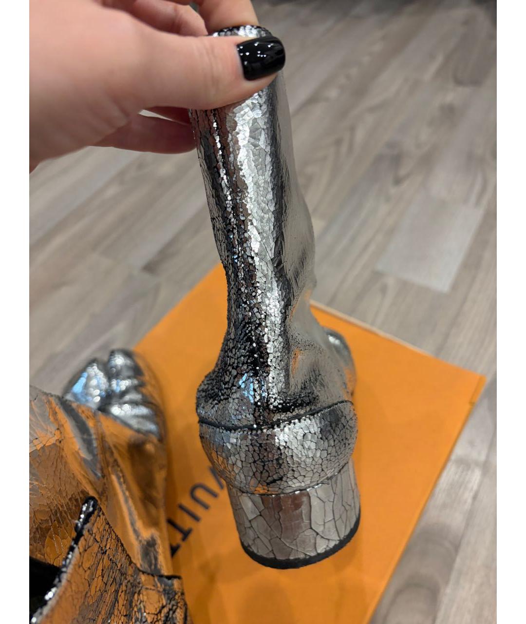 MAISON MARGIELA Серебряные кожаные ботинки, фото 7