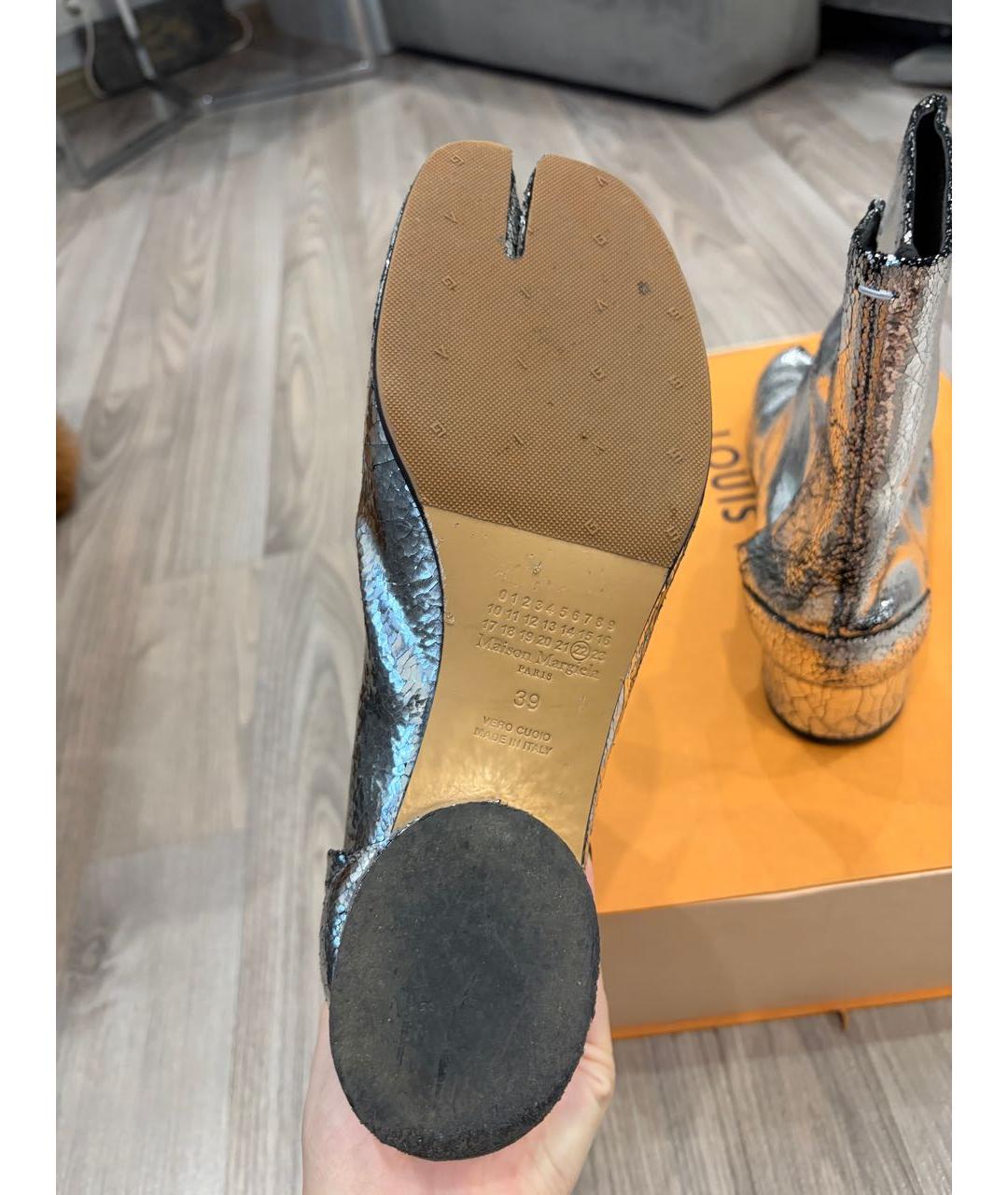 MAISON MARGIELA Серебряные кожаные ботинки, фото 5