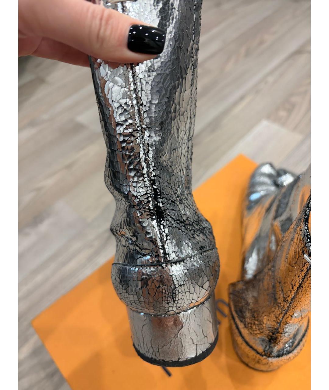 MAISON MARGIELA Серебряные кожаные ботинки, фото 6