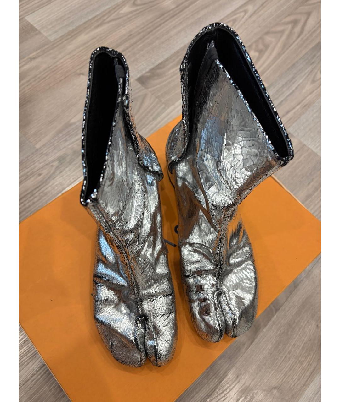MAISON MARGIELA Серебряные кожаные ботинки, фото 3