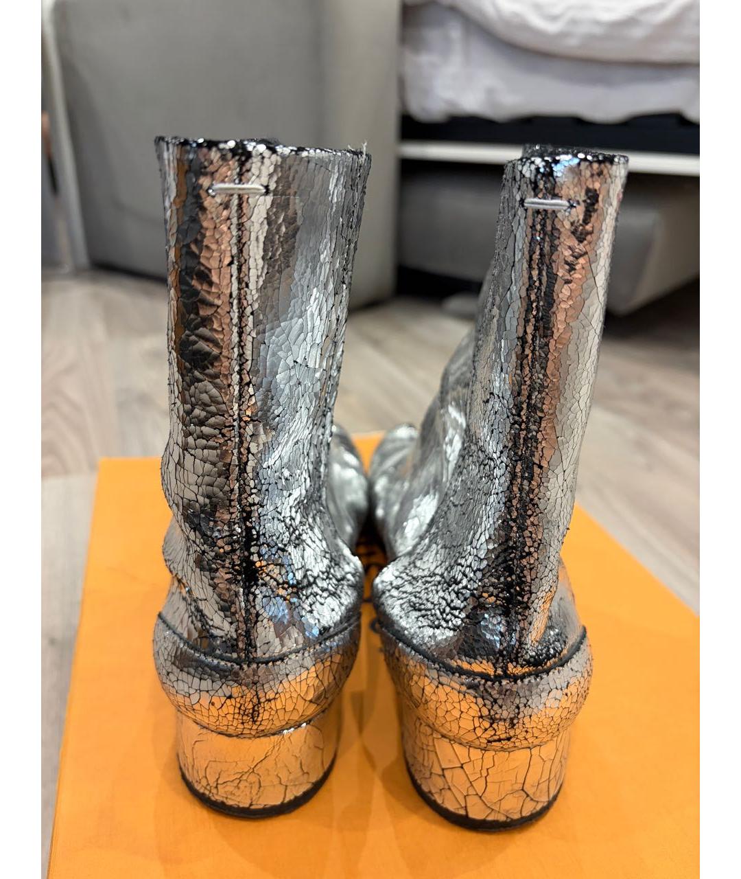 MAISON MARGIELA Серебряные кожаные ботинки, фото 4