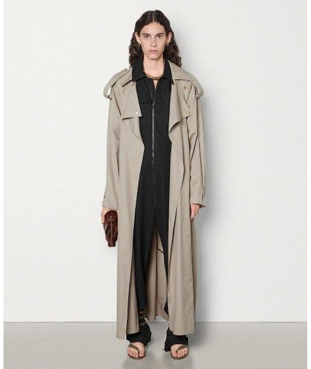 BOTTEGA VENETA Бежевый хлопковый тренч/плащ, фото 8