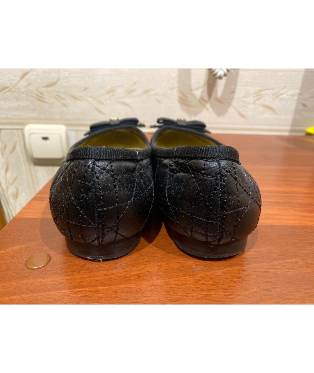 CHRISTIAN DIOR Черные кожаные балетки, фото 5