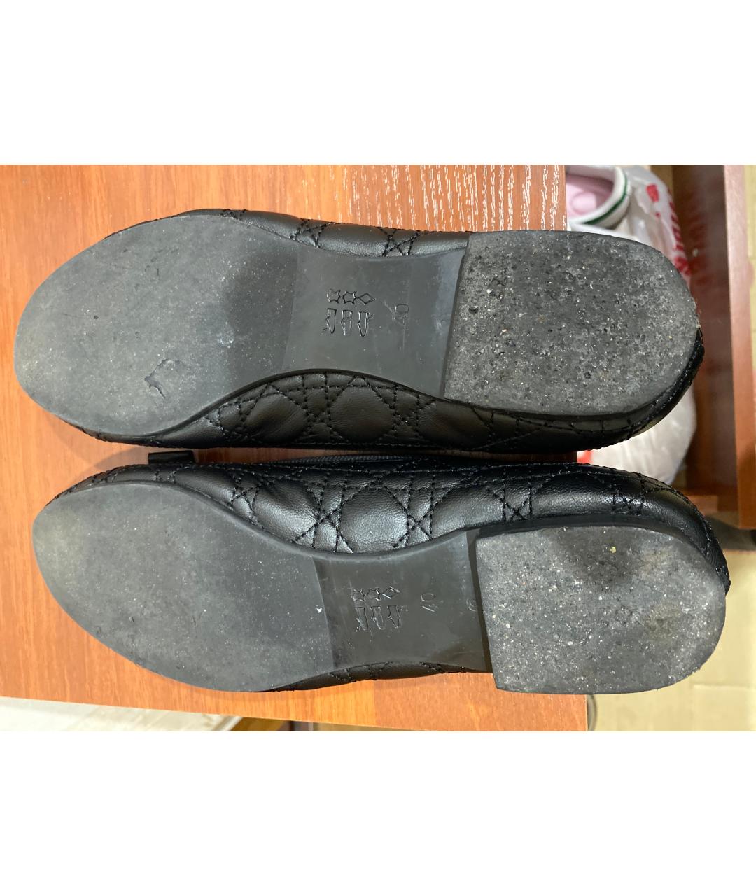 CHRISTIAN DIOR Черные кожаные балетки, фото 6