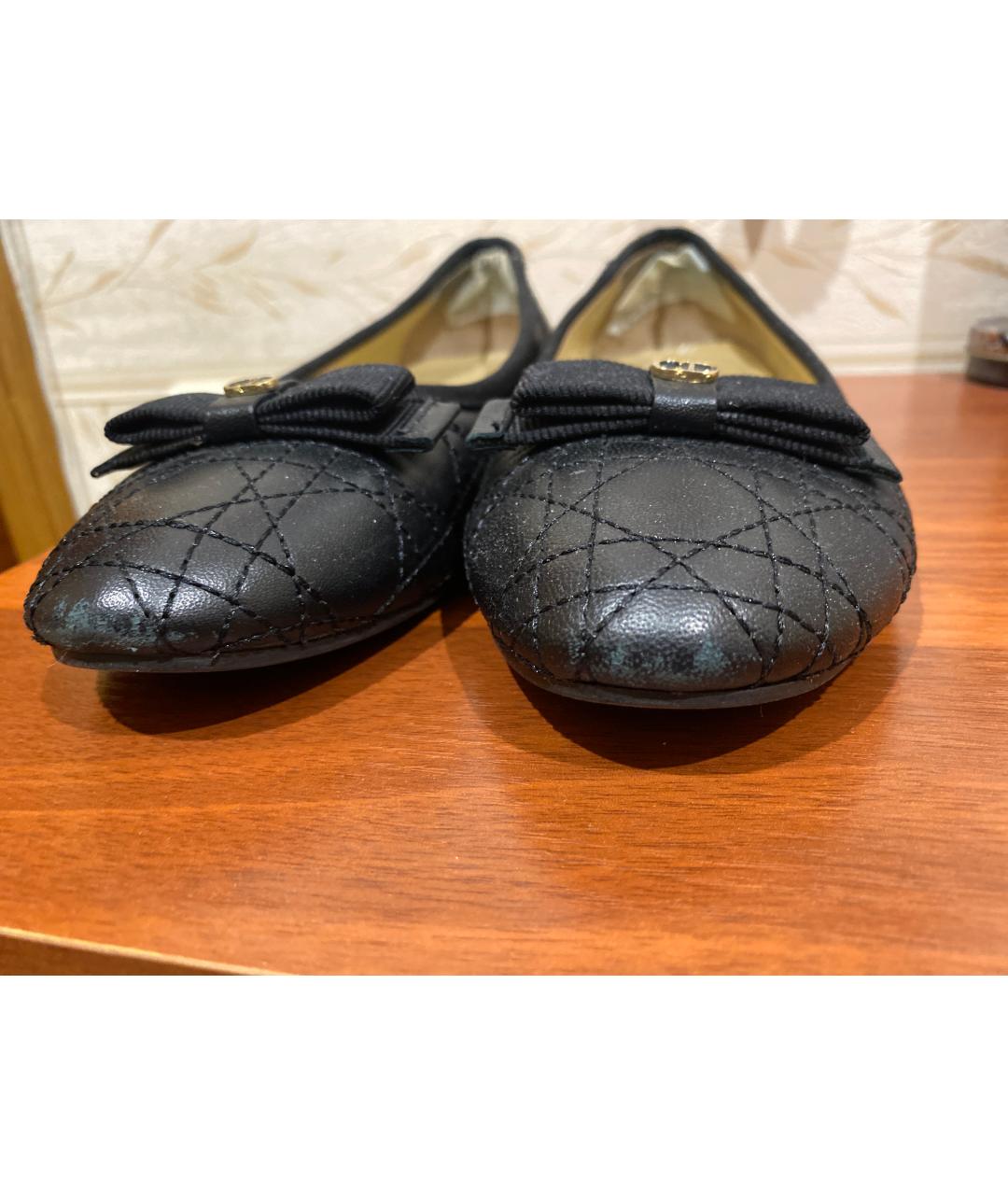 CHRISTIAN DIOR Черные кожаные балетки, фото 8