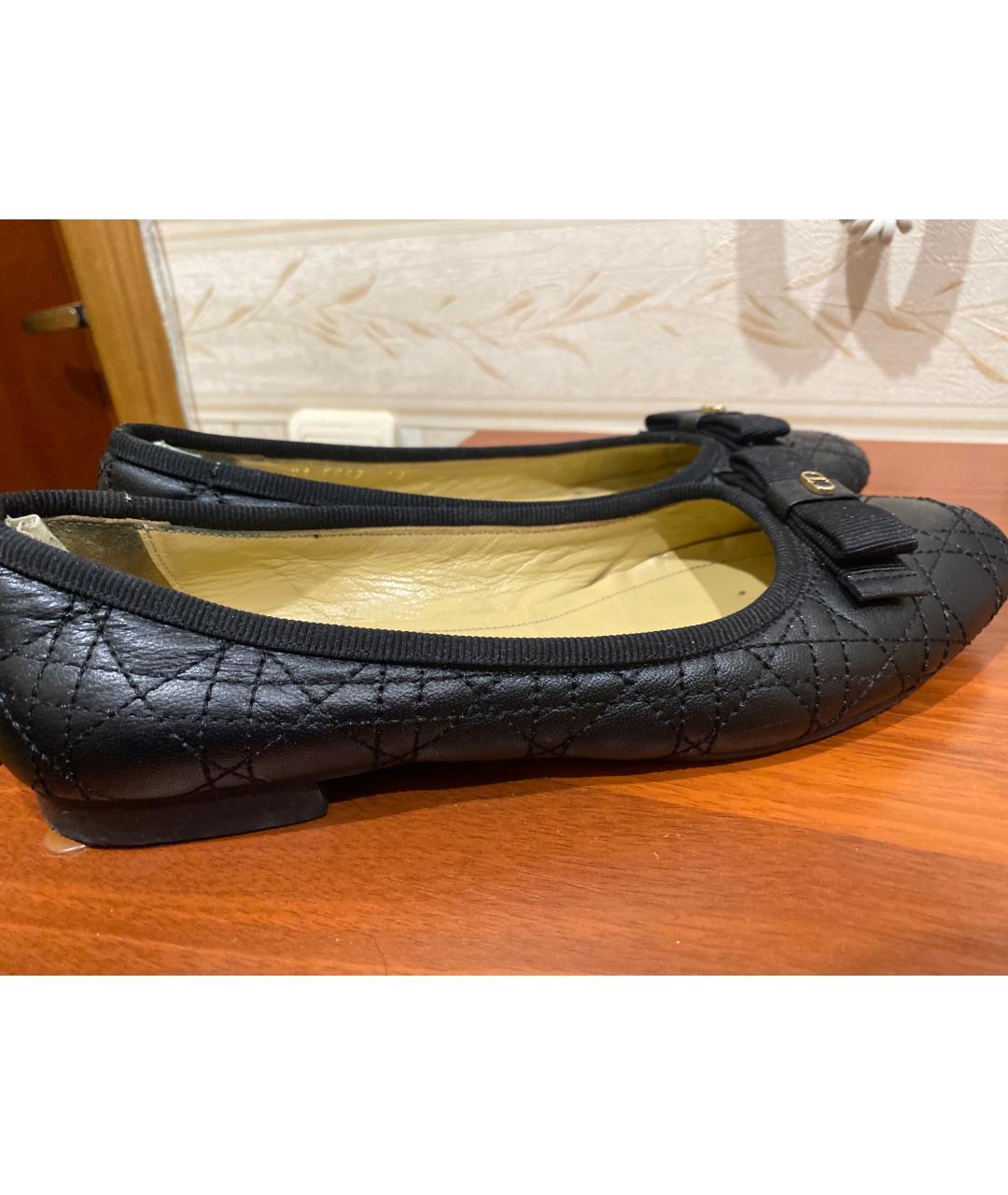 CHRISTIAN DIOR Черные кожаные балетки, фото 9