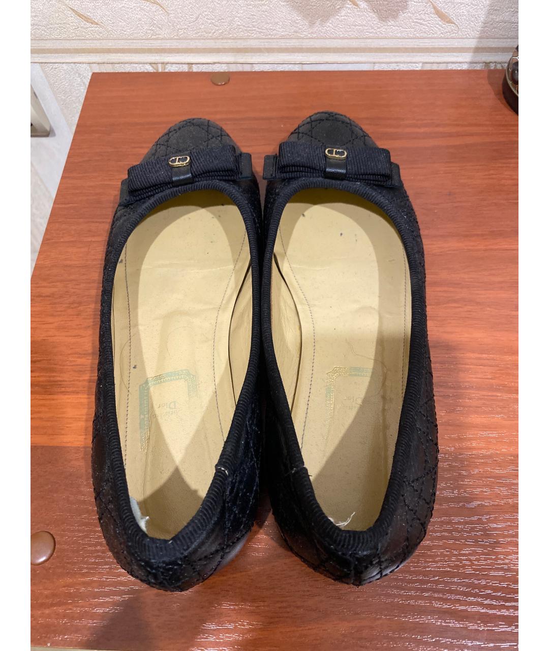 CHRISTIAN DIOR Черные кожаные балетки, фото 4