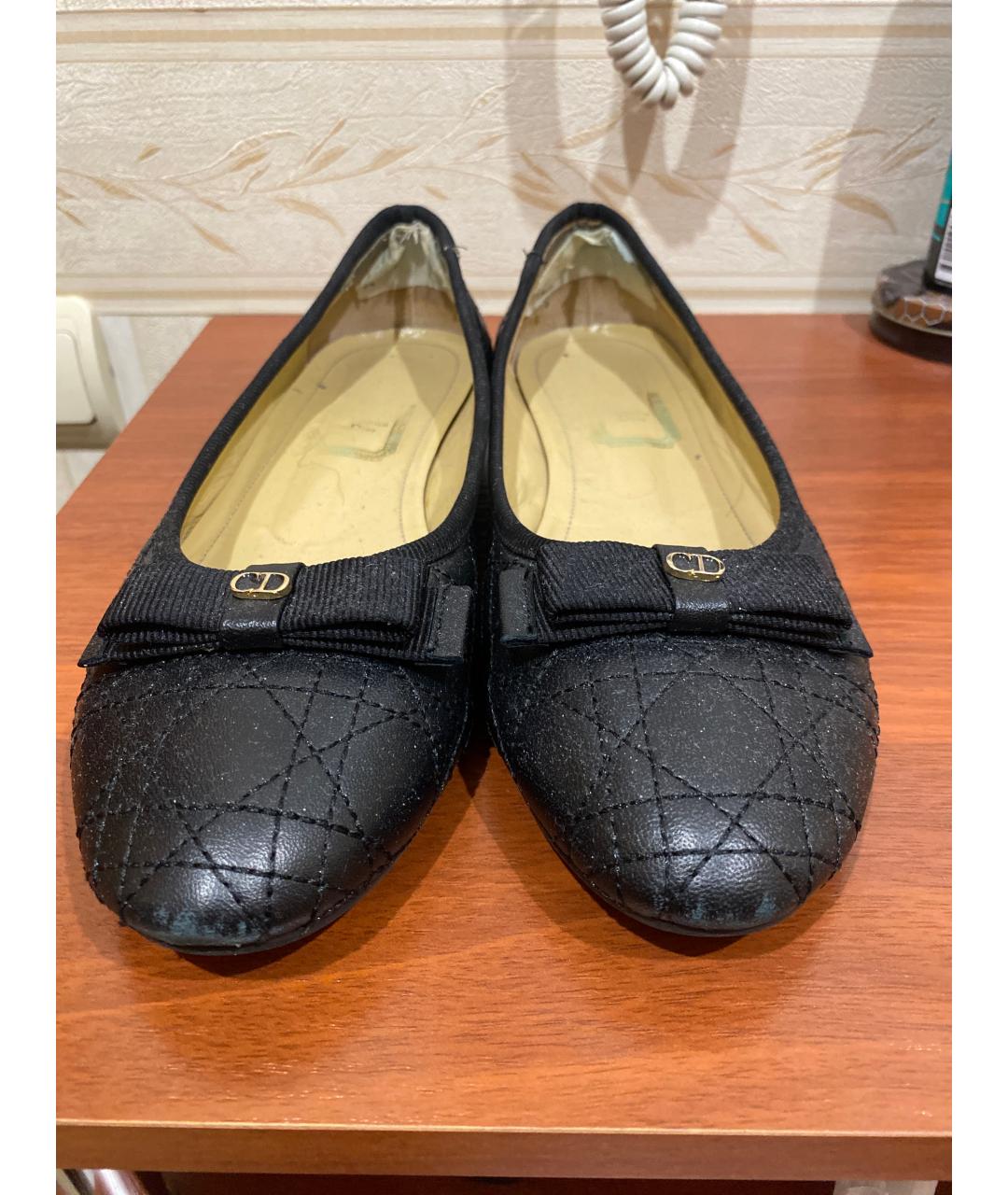 CHRISTIAN DIOR Черные кожаные балетки, фото 3