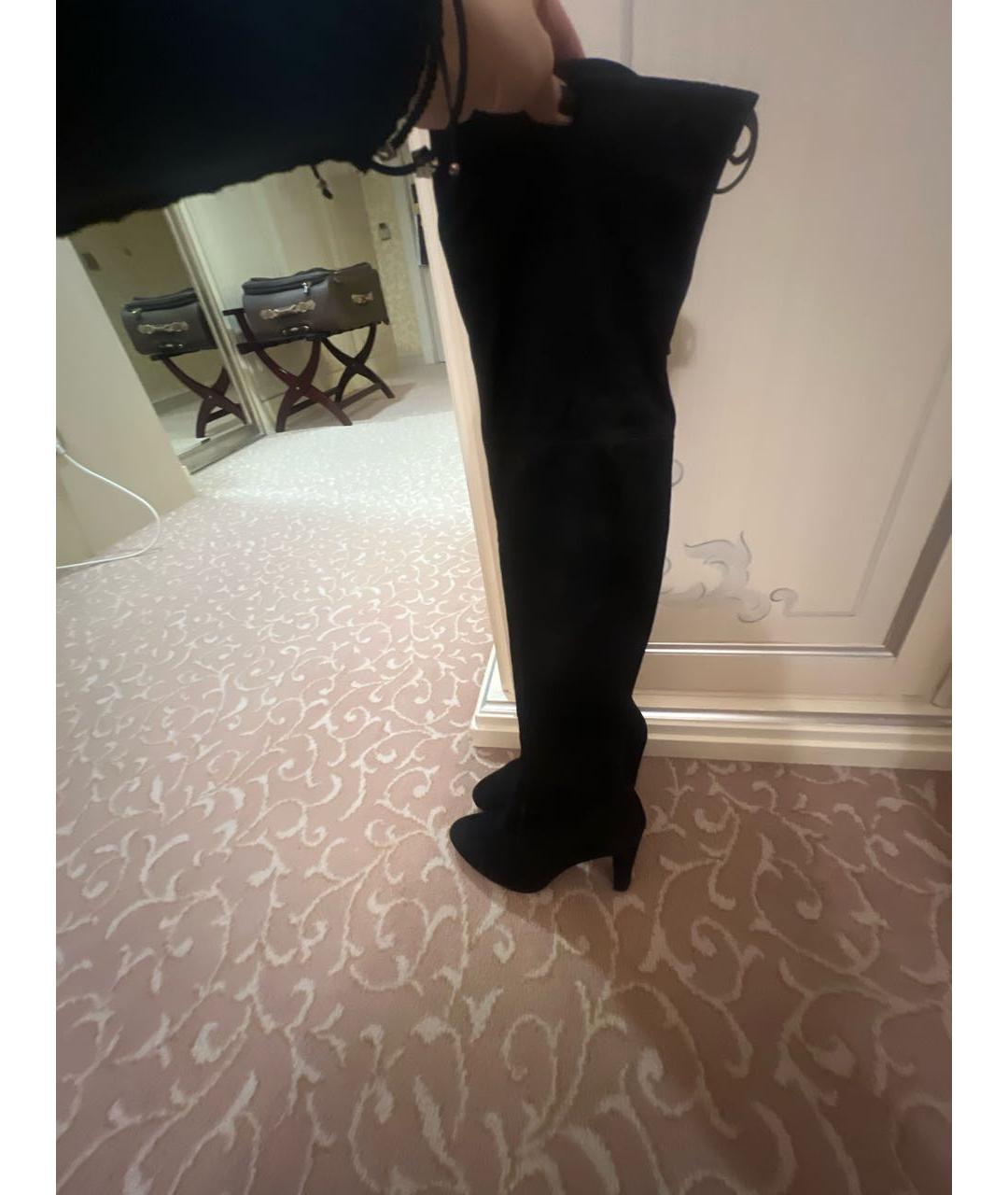 STUART WEITZMAN Черные замшевые ботфорты, фото 8