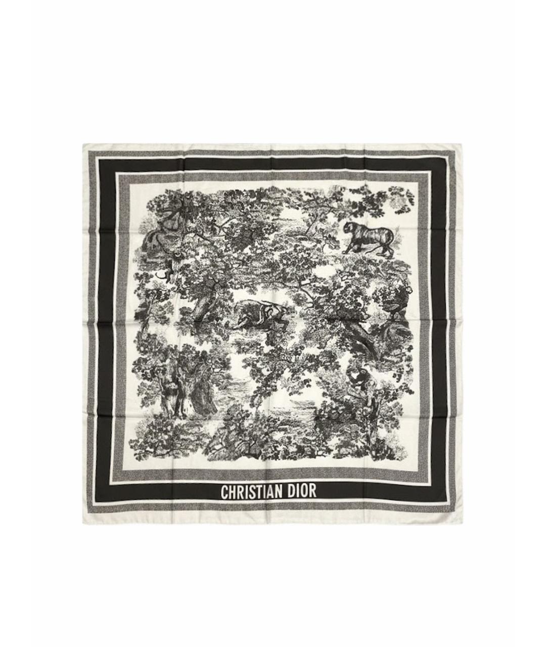 CHRISTIAN DIOR Серый шелковый платок, фото 1