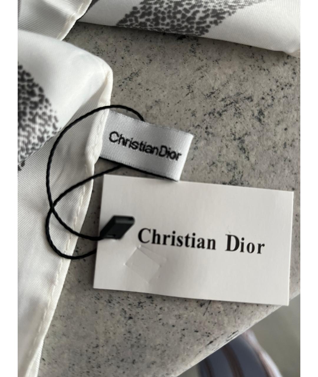 CHRISTIAN DIOR Серый шелковый платок, фото 3