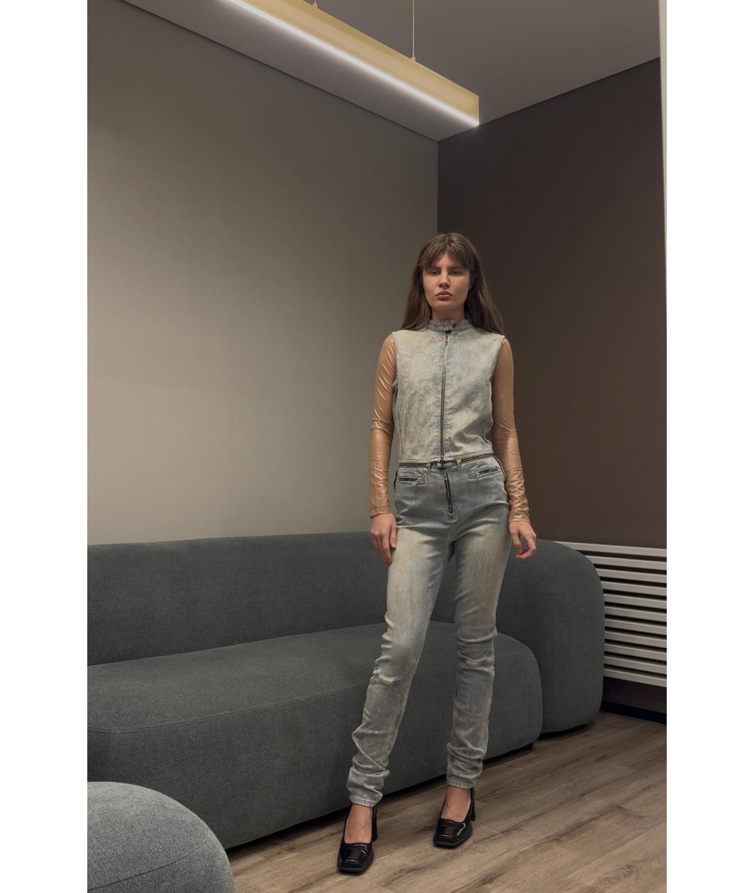 DIESEL Голубой хлопко-эластановый комбинезон, фото 2