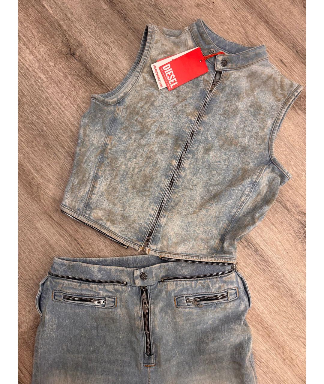 DIESEL Голубой хлопко-эластановый комбинезон, фото 5