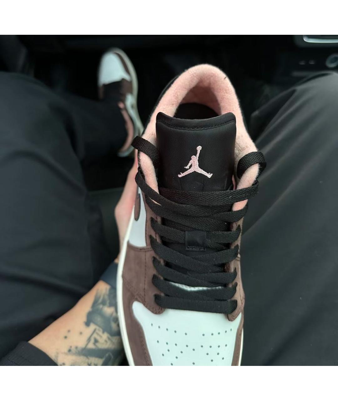 JORDAN Коричневые кожаные низкие кроссовки / кеды, фото 5