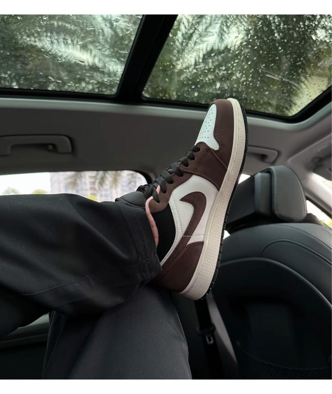 JORDAN Коричневые кожаные низкие кроссовки / кеды, фото 7