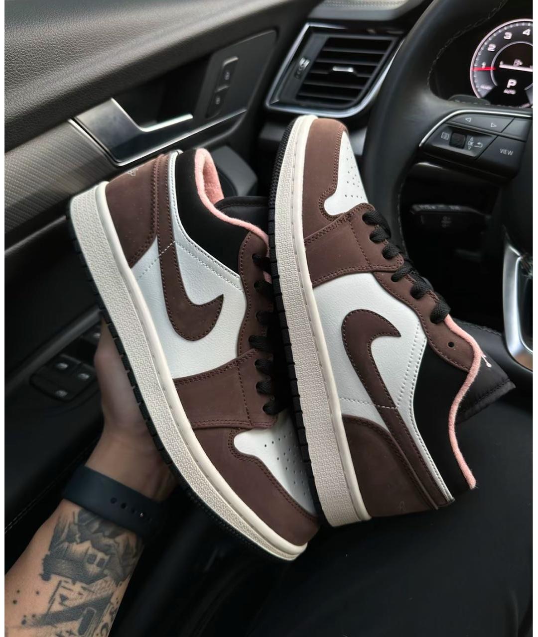 JORDAN Коричневые кожаные низкие кроссовки / кеды, фото 2