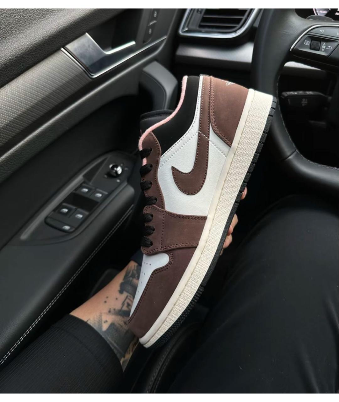 JORDAN Коричневые кожаные низкие кроссовки / кеды, фото 4