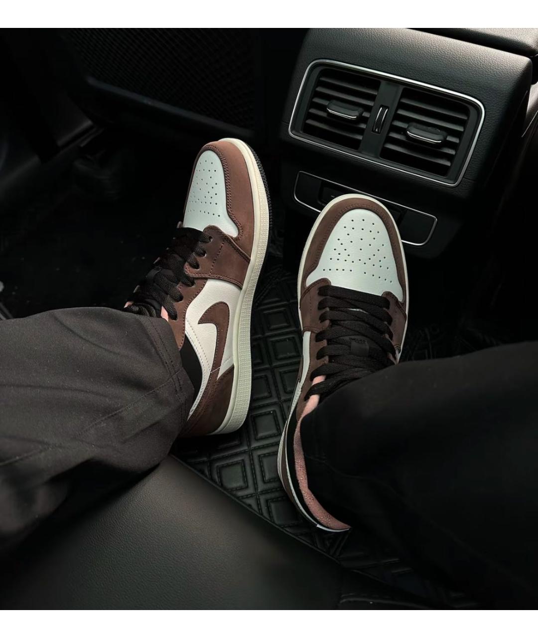 JORDAN Коричневые кожаные низкие кроссовки / кеды, фото 8